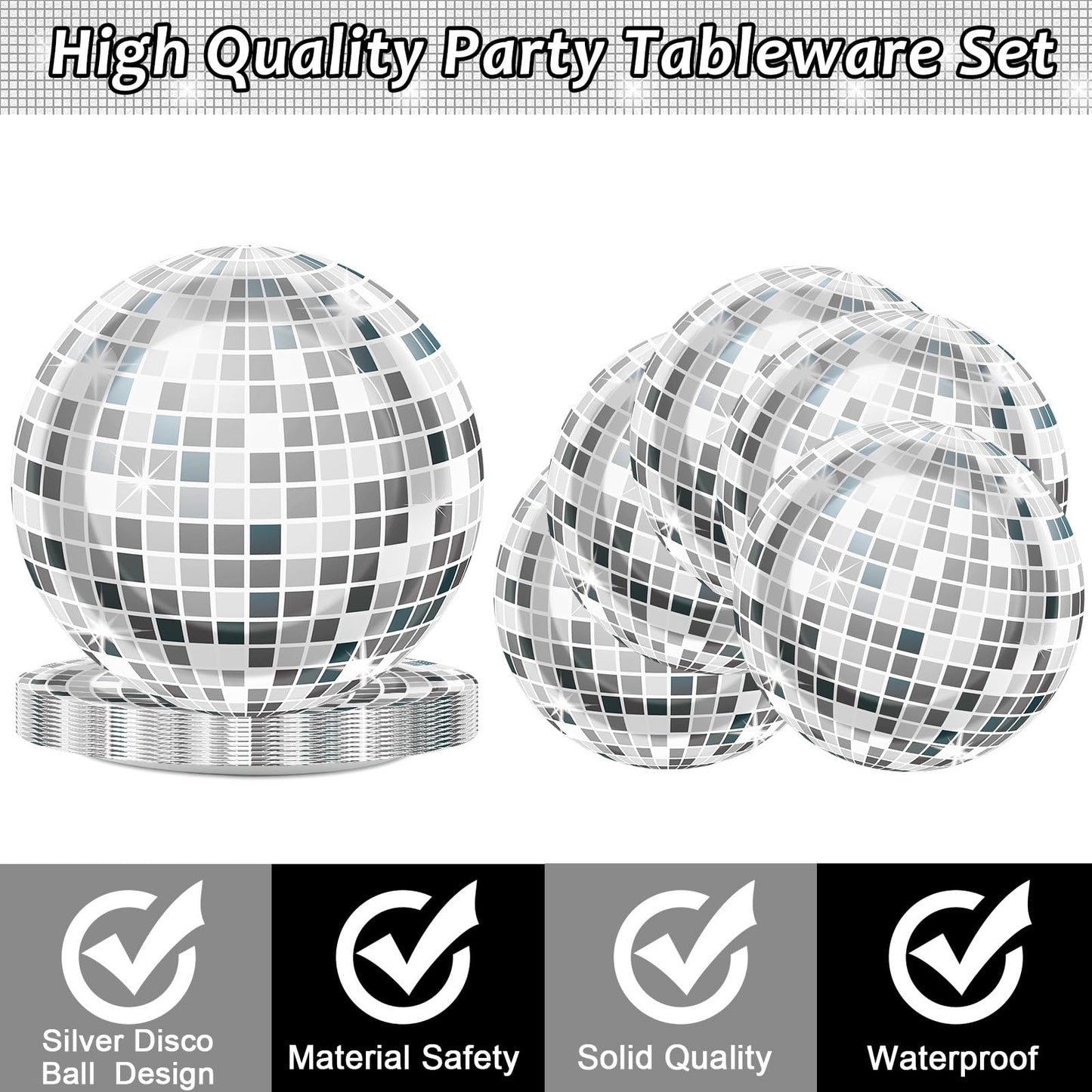 200PCS Disco Theme Party Plates and Napkins 1970s Birthday Party