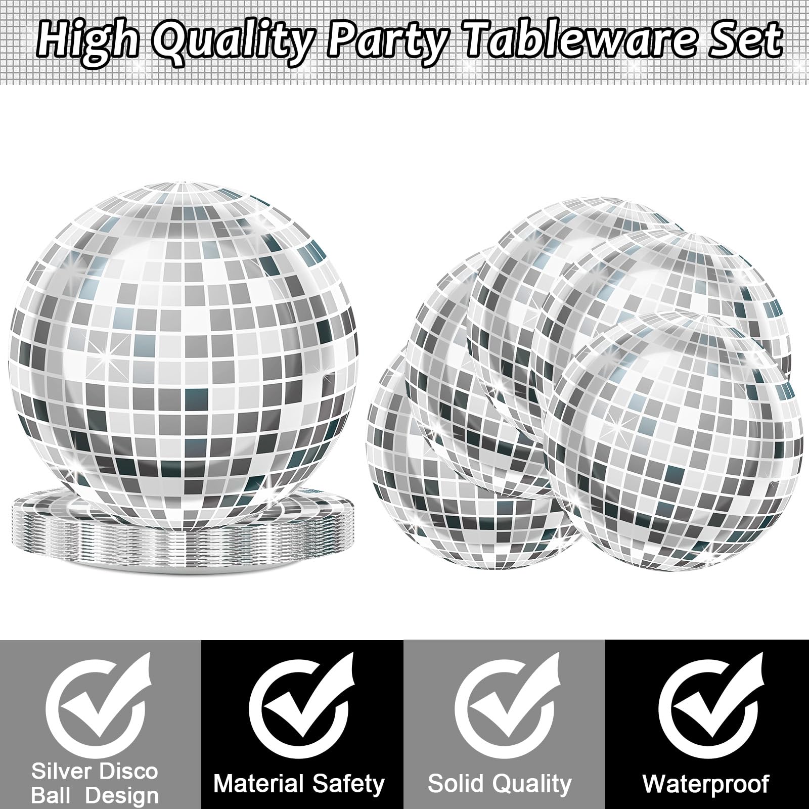200PCS Disco Theme Party Plates and Napkins 1970s Birthday Party