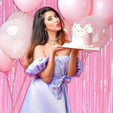 Pink Party Streamers Foil Fringe Backdrop Curtains Tinsel Streamers Bi