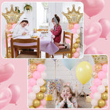 Princess Party Balloon Column Stand Kit 2 Sets 2 Crown Foil Balloons