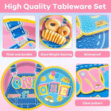 96Pcs Cartoon Girls 1st Birthday Plates and Napkins English Teacher