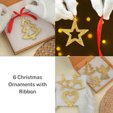 IndianShelf 12 Piece Golden Aluminum Christmas Tree Hanging Ornaments
