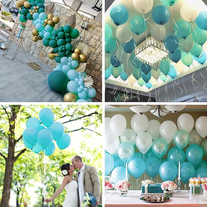 PartyWoo Teal Balloons 100pcs Different Sizes Pack of 18 12 10 5 Inch