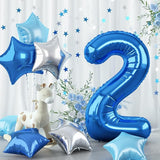 2nd Birthday Balloon for Boys, 40 Inch Number 2 Dark Blue, Large Foil