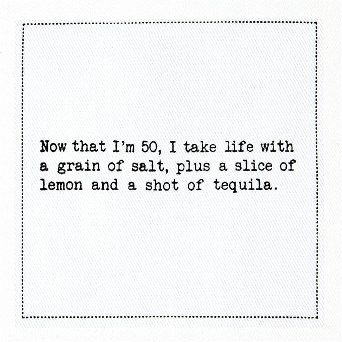 Five Star Funny 50th Birthday Quotes | White Cotton Cocktail Napkins