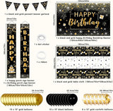 Black and Gold Birthday Decorations for Men Women 37pcs Black and