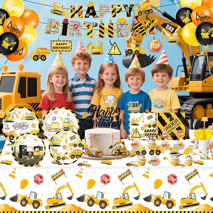 Construction Birthday Party Supplies Includes Plates Napkins Cups