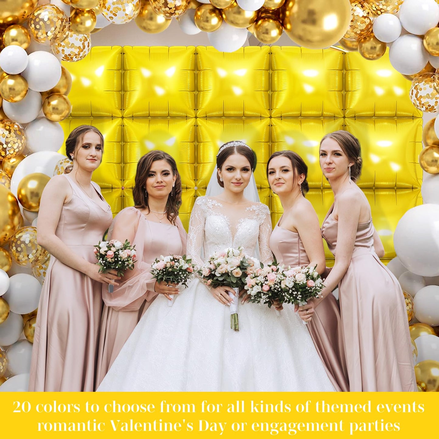 Gold Square Foil Balloons 25 Pcs Metallic Gold Balloons Wall Backdrop