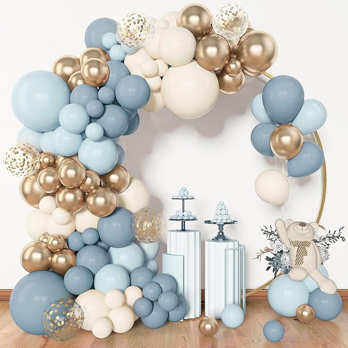 Amandir 153pcs Dusty Blue Balloon Garland Arch Kit, Different Sizes