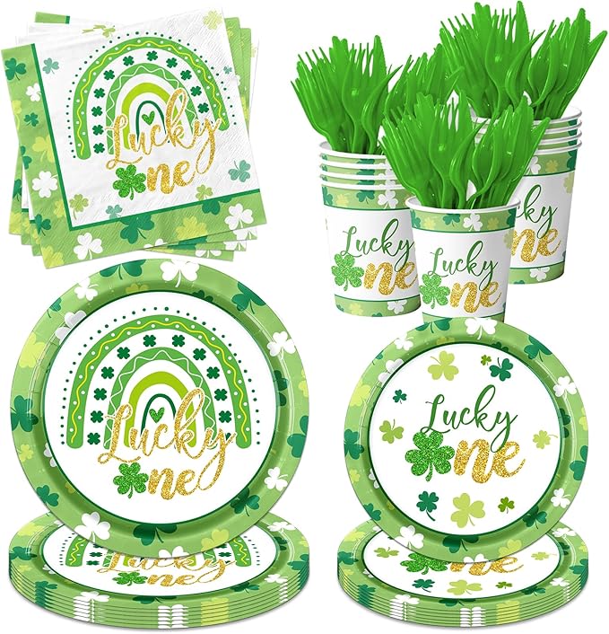 St Patrick'S Day Plates And Napkins Cups Decorations Set Lucky One