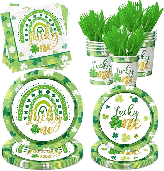 St Patrick'S Day Plates And Napkins Cups Decorations Set Lucky One