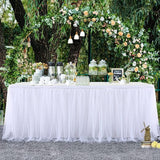 2 Pack 6ft White Tulle Table Skirts for wedding Bridal Shower White