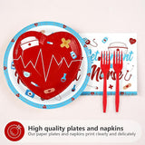 96Pcs Nurse Retirement Party Decorations Red and Blue Happy