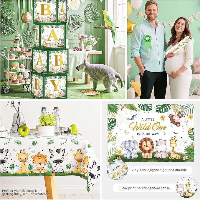 cocomigo 300PCS Safari Baby Shower Decorations 30 Safari Theme