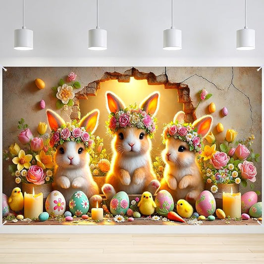 Easter Banner Polyester 43x70.86 Inches Banner Easter for Home Decor