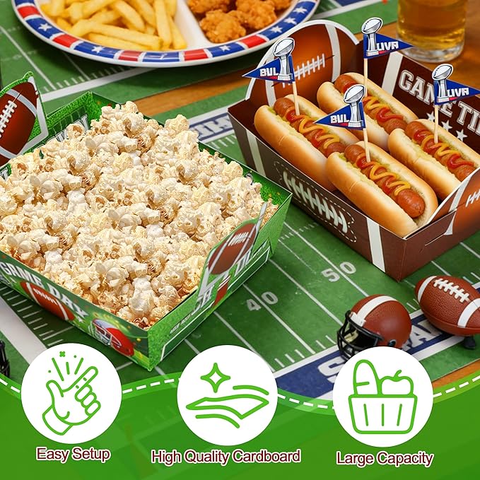 Super Football Party Decorations 2026 50 Pcs Tailgate Snack Plates