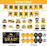 Graduation Decorations 2026 Set - Gold Themed Congrats Grad Banner,