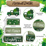 4 Pcs St Patrick's Day Table Decoration Wooden Shamrocks Truck St