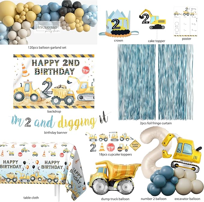 Construction Birthday Party Supplies for 2 Year Old Boy 2nd Birthday