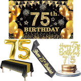 75th Birthday Decorations Men Women with 75th Birthday Banner Black