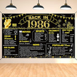 DARUNAXY 40th Birthday Black Gold Party Decoration, Back in 1986