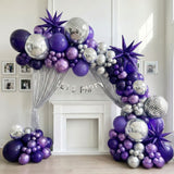 yeewaka chrome purple silver disco balloon garland arch kit 120pcs