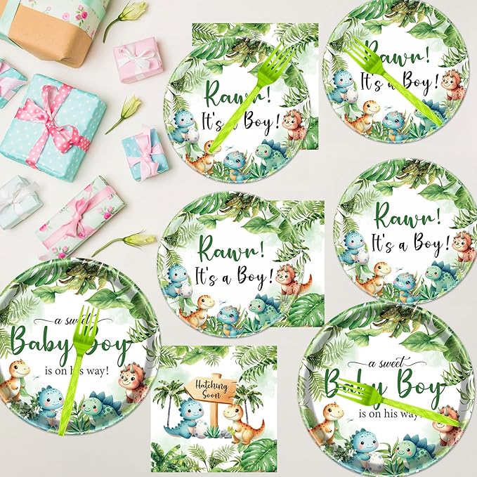 Dinosaur Baby Shower Decorations for Boys 96PCS Rawr Its a Boy Party
