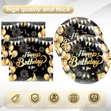 41Pcs Black and Gold Birthday Decorations,Happy Birthday Party