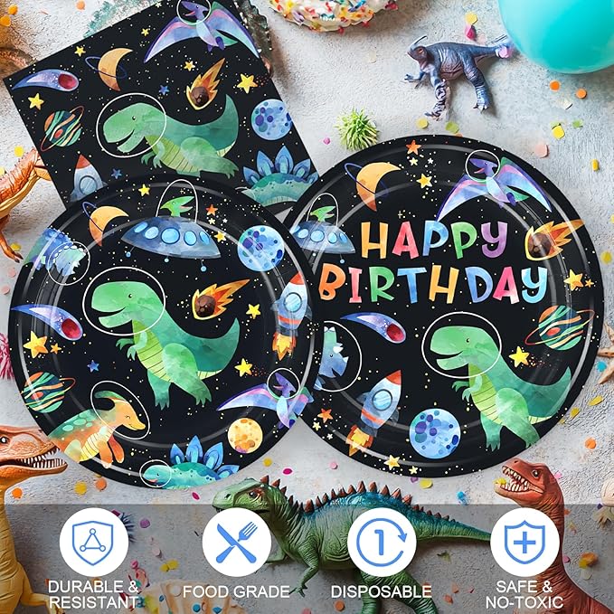 168PCS Dinosaur Party Supllies for Boys Cartoon Dino Birthday Party