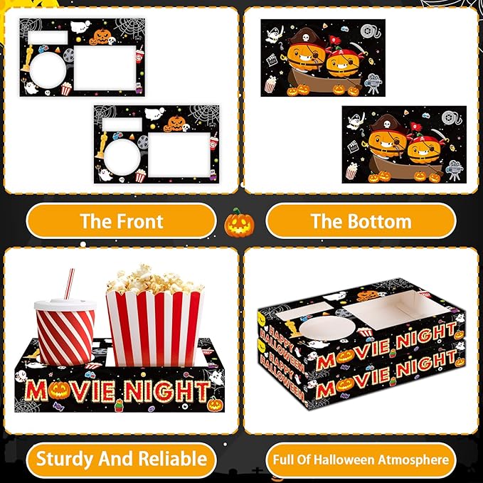 50Pcs Halloween Party Supplies Movie Night Paper Snack Trays Happy
