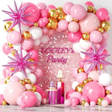 137Pcs Pink and Gold Balloons Garland Arch Kit with Stars - 5 10 12