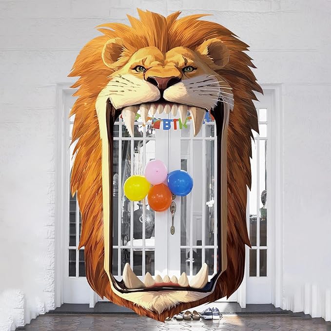 Jungle Animals Birthday Party Decorations Lion Porch Banner Backdrop