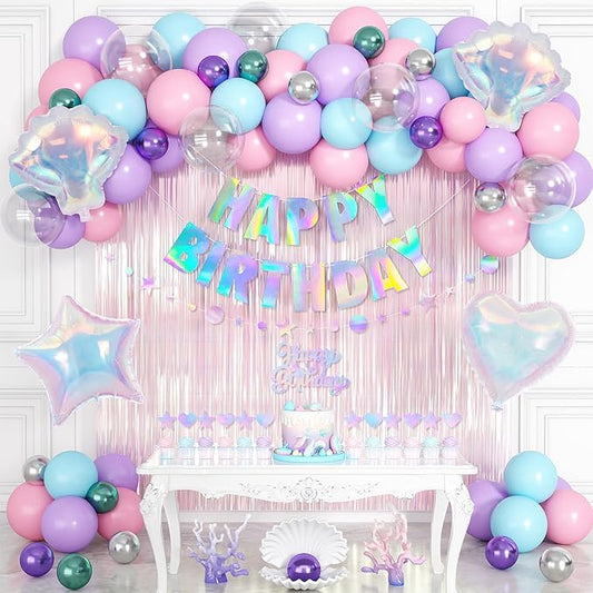 Mermaid Birthday Decorations for Girls Women Iridescent Birthday