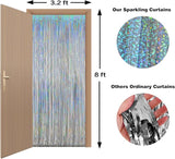 Melsan Silver Tinsel Backdrop Curtain, 3.2 ft x 8 ft Silver Foil