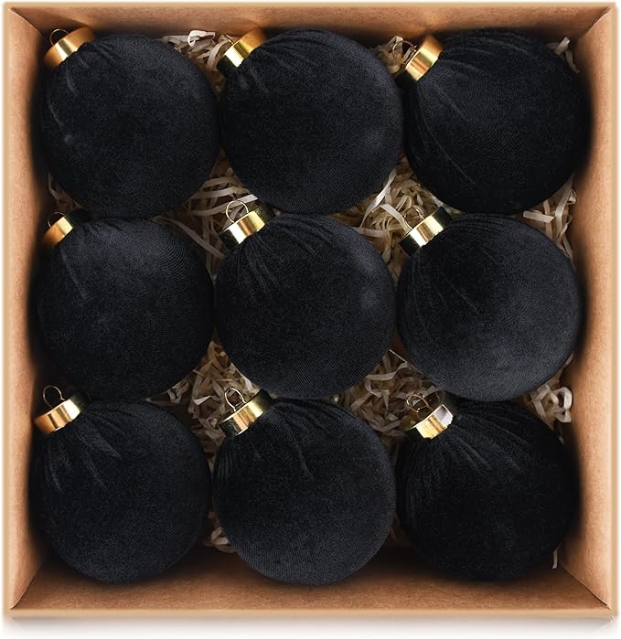Velvet Ornaments for Christmas Tree Decorations - Black Xmas Ball