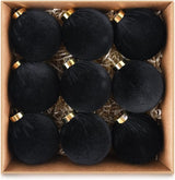 Velvet Ornaments for Christmas Tree Decorations - Black Xmas Ball