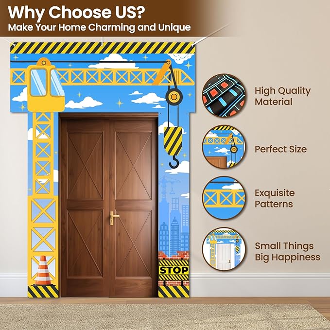 3 Pcs Construction Party Decorations Porch Sign Banner Construction