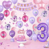 3rd Birthday Decoration for Girls,Pink Purple 3rd Birthday Balloon