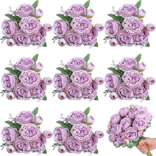 8 Bundles Artificial Peonies Flowers Boho Faux Flowers Arrangements #4