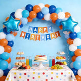 Blue Orange Dog Happy Birthday Banner Sport Summer Birthday