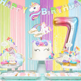 Unicorn 7th Birthday Party Decorations Rainbow Banner Balloons No.7