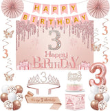 3rd Birthday Decorations for Girls 32PCS 3 year old Birthday Party