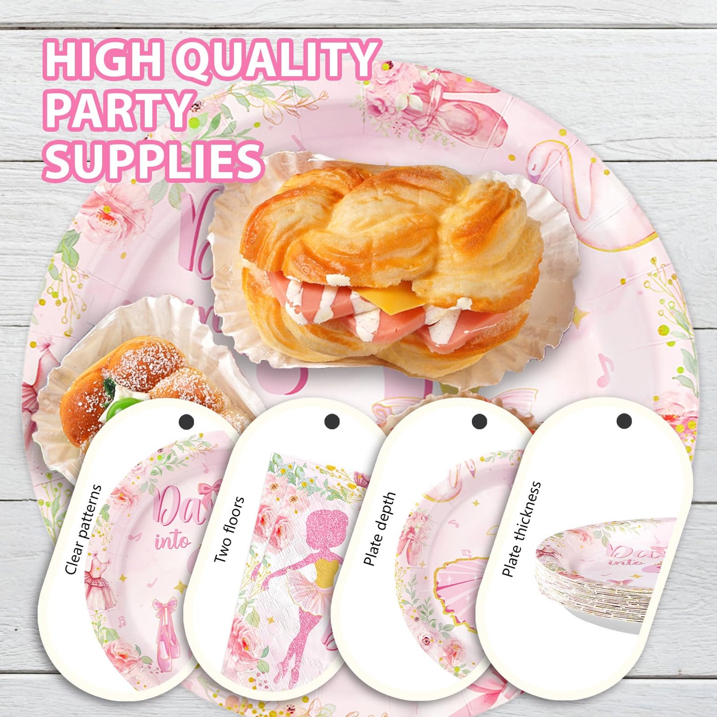96Pcs Ballerina 3rd Birthday Decorations Cute Ballet 3rd Birthday