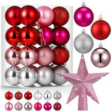 RoundFunny 25 Pcs Mini Valentine's Balls Ornaments Set Valentine's