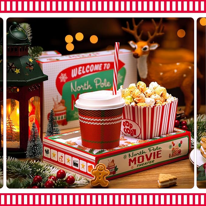20 Pcs Christmas Movie Night Supplies Movie Night Paper Snack Trays #2