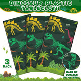 3 Pack Dinosaur Plastic Tablecloth 54 X 108Inch Disposable Dinosaur