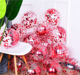 50pcs Red Foil Confetti Balloons,12 inch Latex Balloon with Red