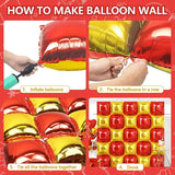 25PCS Christmas Balloons Red Gold Square Foil Balloons Wall Backdrop