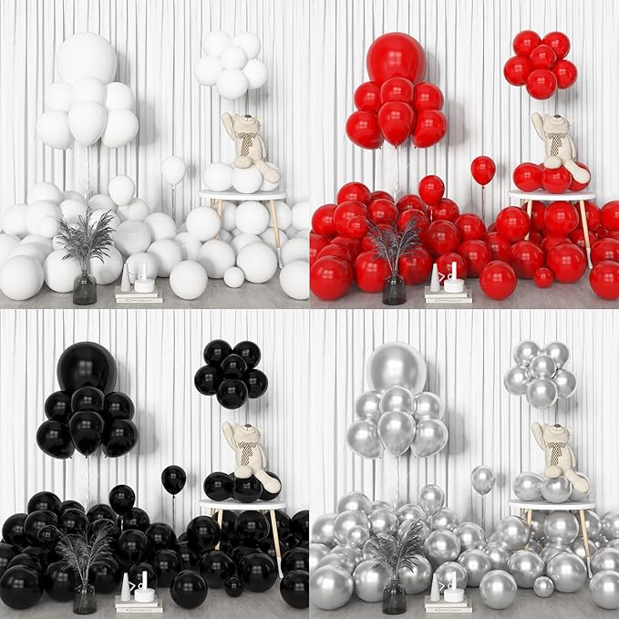Amandir 153pcs Red Black and White Balloon Arch Garland Kit Different