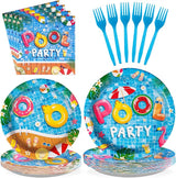 200 Pcs Pool Party Supplies Summer Pool Party Plates and Napkins